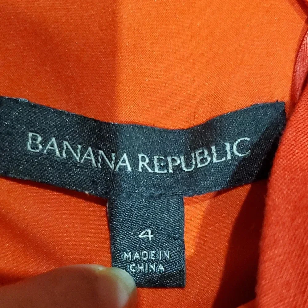 Banana Republic Red Romper Linen Blend Lightweight Short-Sleeved